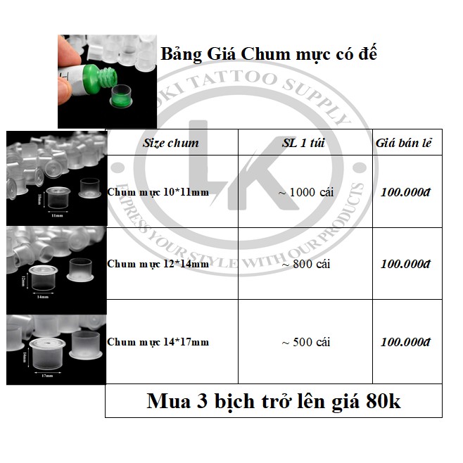 Cốc mực - chum đựng mực tatoo 1000pc
