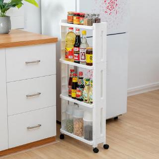 3/4 Layer Kitchen Storage Rack Fridge Side Shelf  Removable Wheels Bathroom Organizer Holder