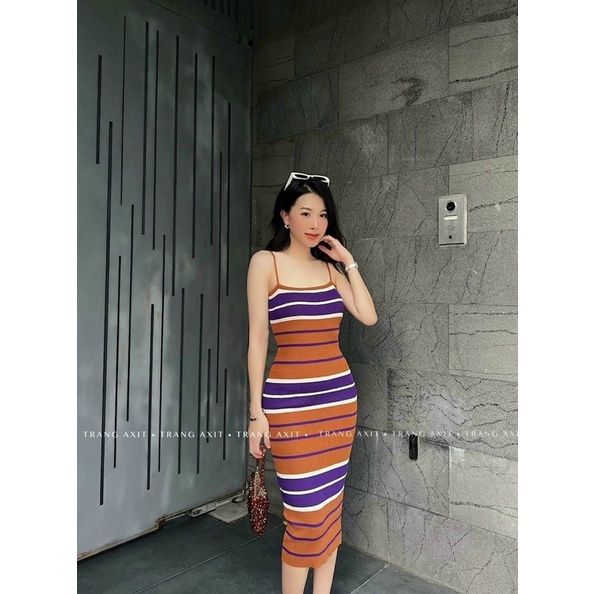 BÁN SỈ VÁY LEN 2 DÂY KẺ QUẢNG CHÂU