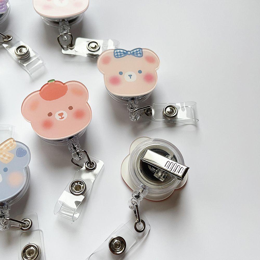 Giá Đỡ Kẹp Tên / Thẻ Tên Hình Chú Gấu Xoay 360 Độ Kiểu Hàn Quốc Có Thể Thu Gọn Cho Văn Phòng / Y Tá / Bác Sĩ