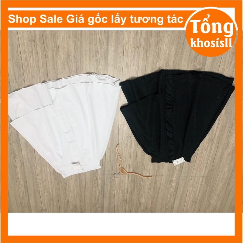 Chân váy dài ulzzang lệch tầng dáng dài xòe nữ đen trắng phong cách hàn quốc