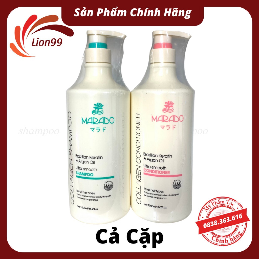 Dầu gội đầu Collagen Marado 1000ml phục hồi tóc hư tổn giúp tóc mềm mượt giữ màu tóc nhuộm