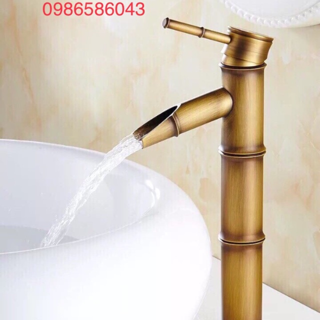 Vòi lavabo nóng lạnh đồng thau cao 30cm, vòi giả cổ cao 30cm bảo hành 3 năm