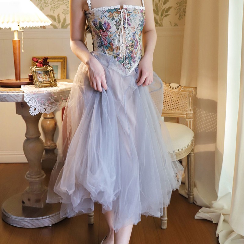 Áo nịt ngực hai dây dáng ngắn ôm sát in họa tiết hoa quyến rũ phong cách cổ điển thanh lịch dành cho nữ