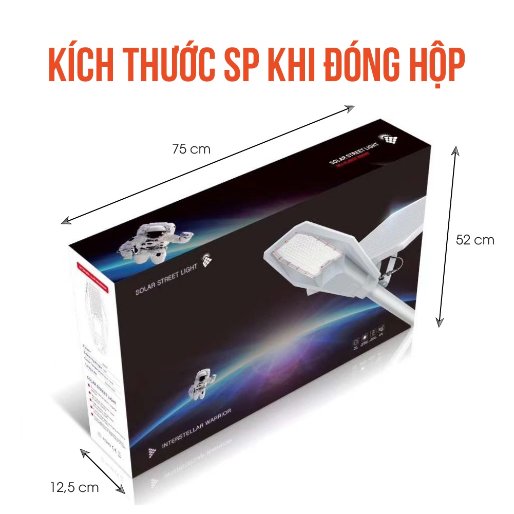 Đèn năng lượng mặt trời siêu sáng Army 400W 500W, Đèn chiếu sáng đường phố khuôn viên lớn, Bảo hành 2 năm Lỗi 1 Đổi 1