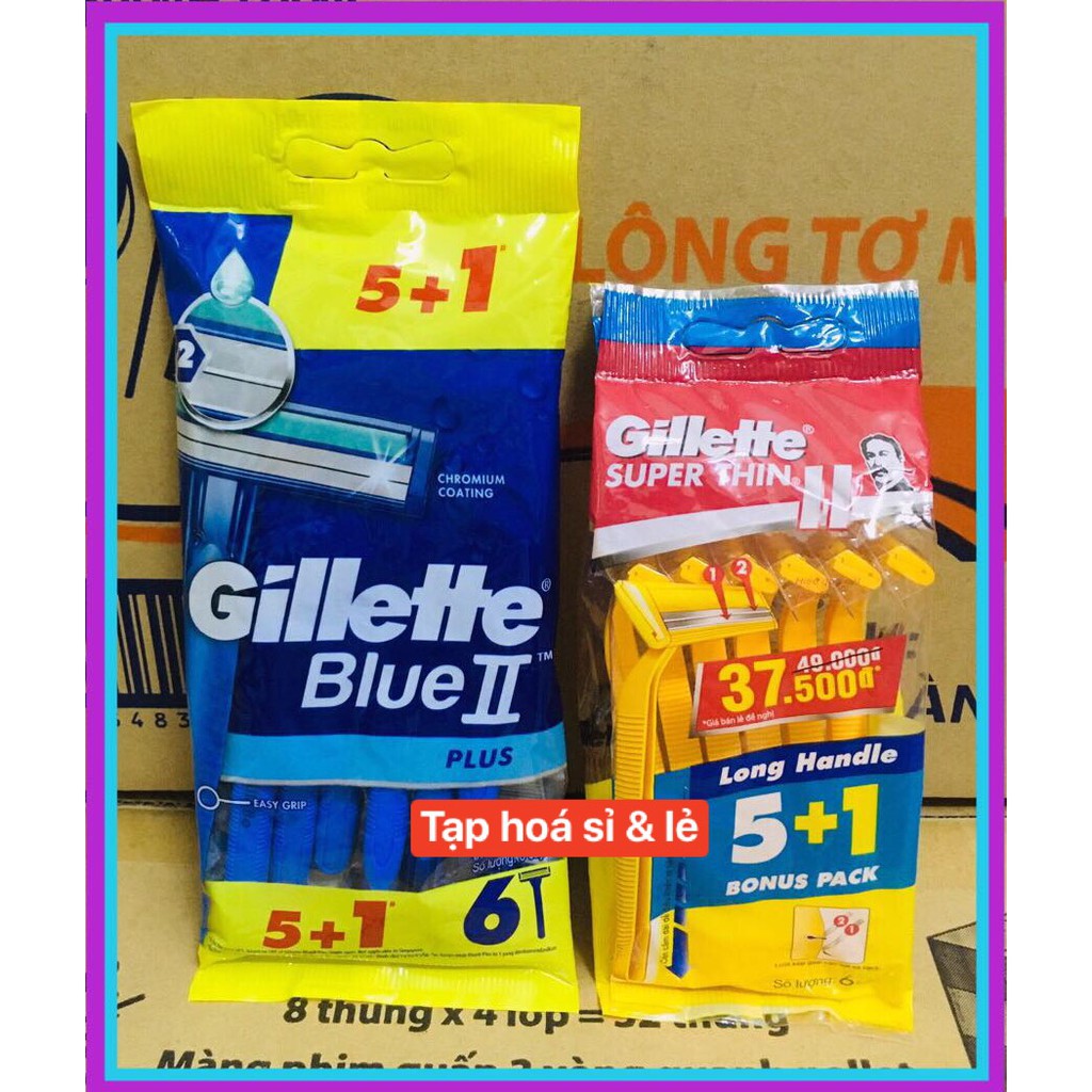 Dao cạo râu Gillette Super Thin II hoặc Blue II plus (gói 6 cây)