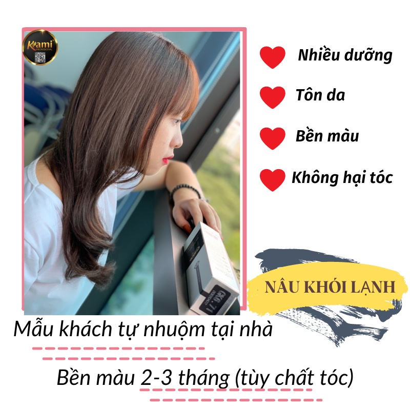 Thuốc Nhuộm Tóc Nâu Khói Lạnh Nâu sữa tặng kèm trợ nhuộm siêu dưỡng