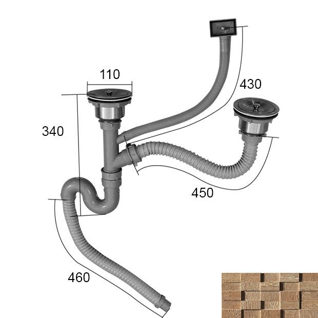 BỘ XI PHÔNG, ỐNG XẢ CHẬU RỬA BÁT 2 HỐ XP023-NEW