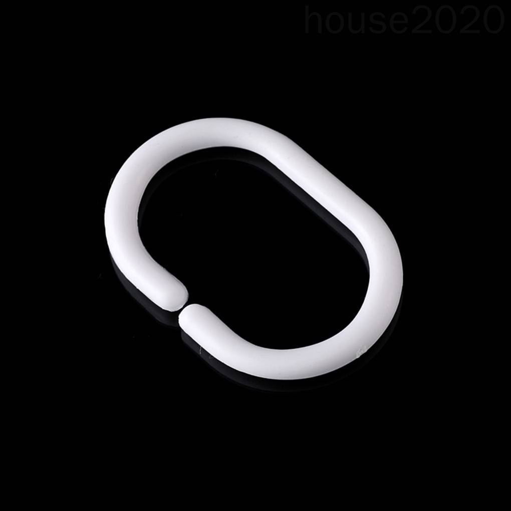 Set 24 móc treo rèm cửa nhà tắm hình chữ C bằng nhựa màu trắng có thể uốn cong HOUSE2020