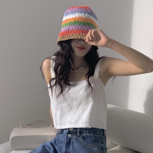 Áo hai dây thêu hoa ngực cột nơ TKA333 LOLLIE STUDIO