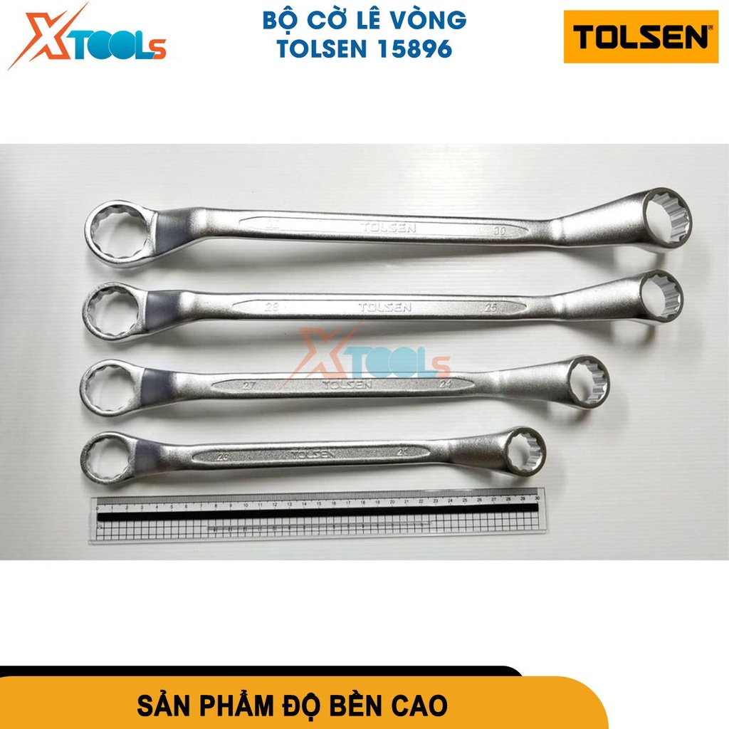 Bộ 12 Cờ Lê 2 Đầu Vòng 6-32mm Tolsen 15896, chất liệu thép Cr-V mạ crom, đánh bóng bề mặt độ bền cao[CHÍNH HÃNG][XTOOLS]