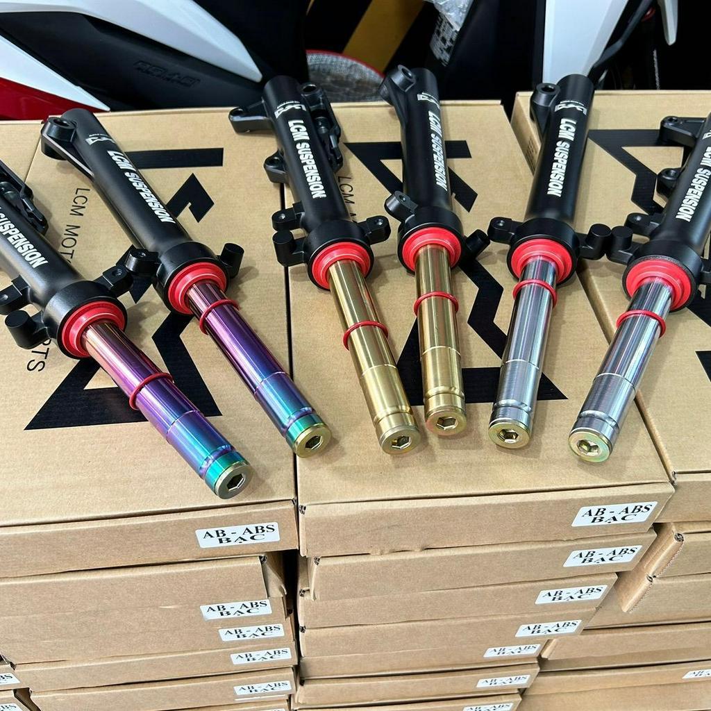 Phuộc trước LCM cho AB160 abs Ab125 Ab150 - gắn cả ABS 3 màu bạc vàng titan - phụ kiện lắp đặt dễ dà