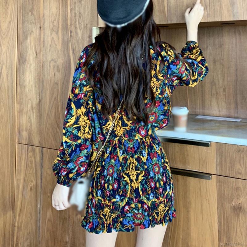 Đầm Tay Phồng Lưng Cao Hoạ Tiết Hoa Thời Trang Thu Hè Cho Phái Nữ | BigBuy360 - bigbuy360.vn