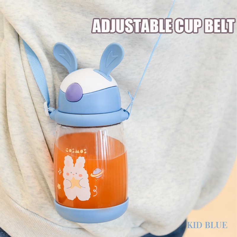 Bình Nước Nhựa Dung Tích 600ml Họa Tiết Thỏ Hoạt Hình Dễ Thương Cho Bé