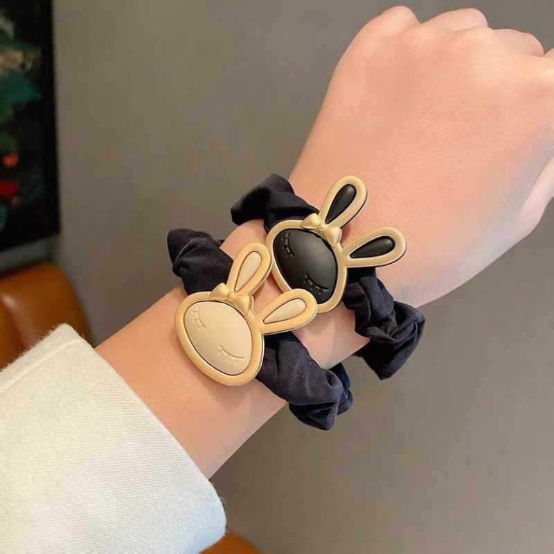 Dây Buộc Tóc Cao Su Co Giãn Màu Cà Phê Sữa Hình Thỏ Dễ Thương Thời Trang Cho Nữ