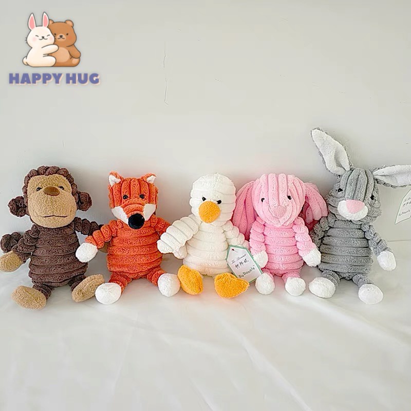 Móc khóa thú bông hàng cao cấp hình con vật dễ thương size 19cm, móc treo túi xách, balo - Happy Hug