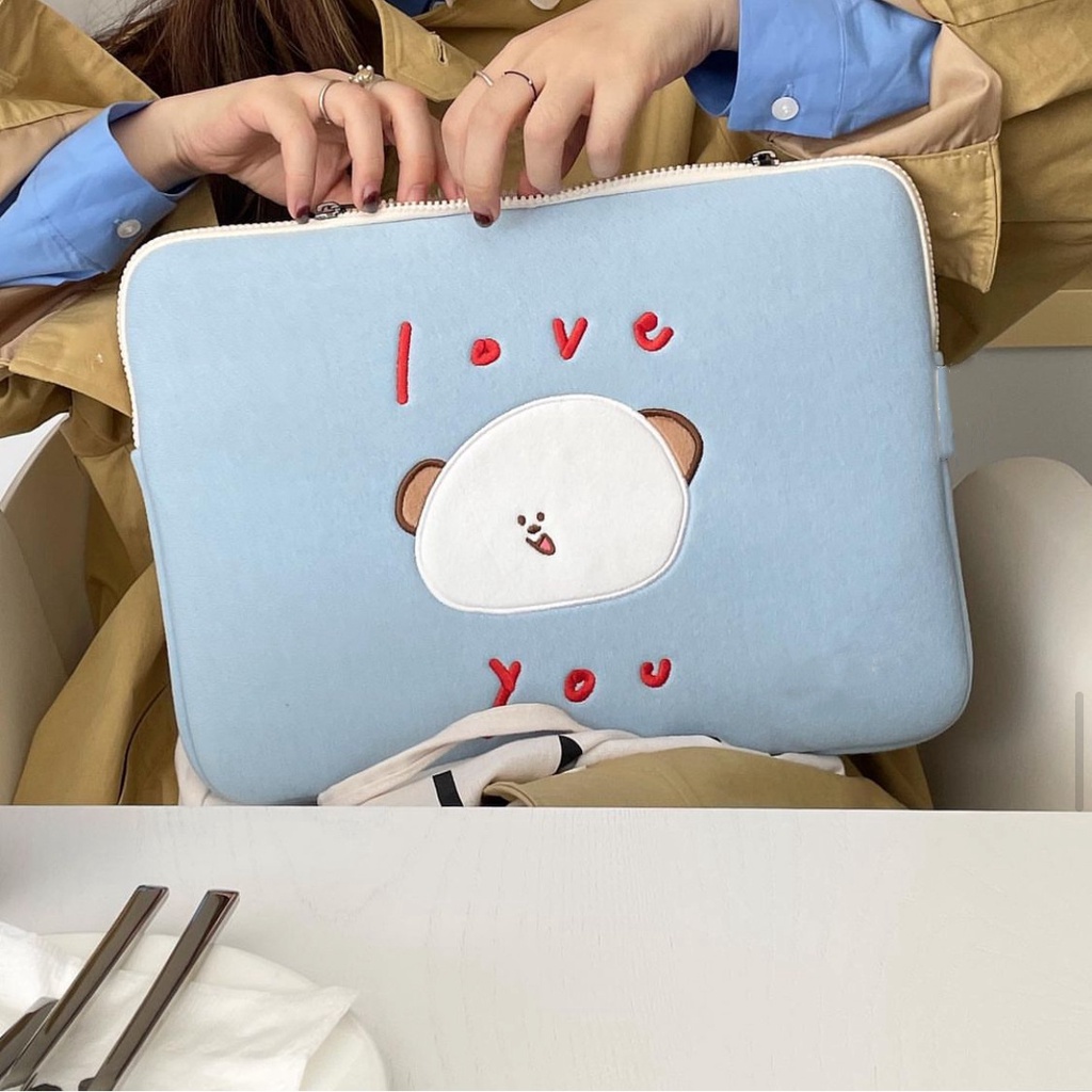 Túi Đựng laptop In Hình Chú Chó Hoạt Hình Phong Cách Hàn Quốc