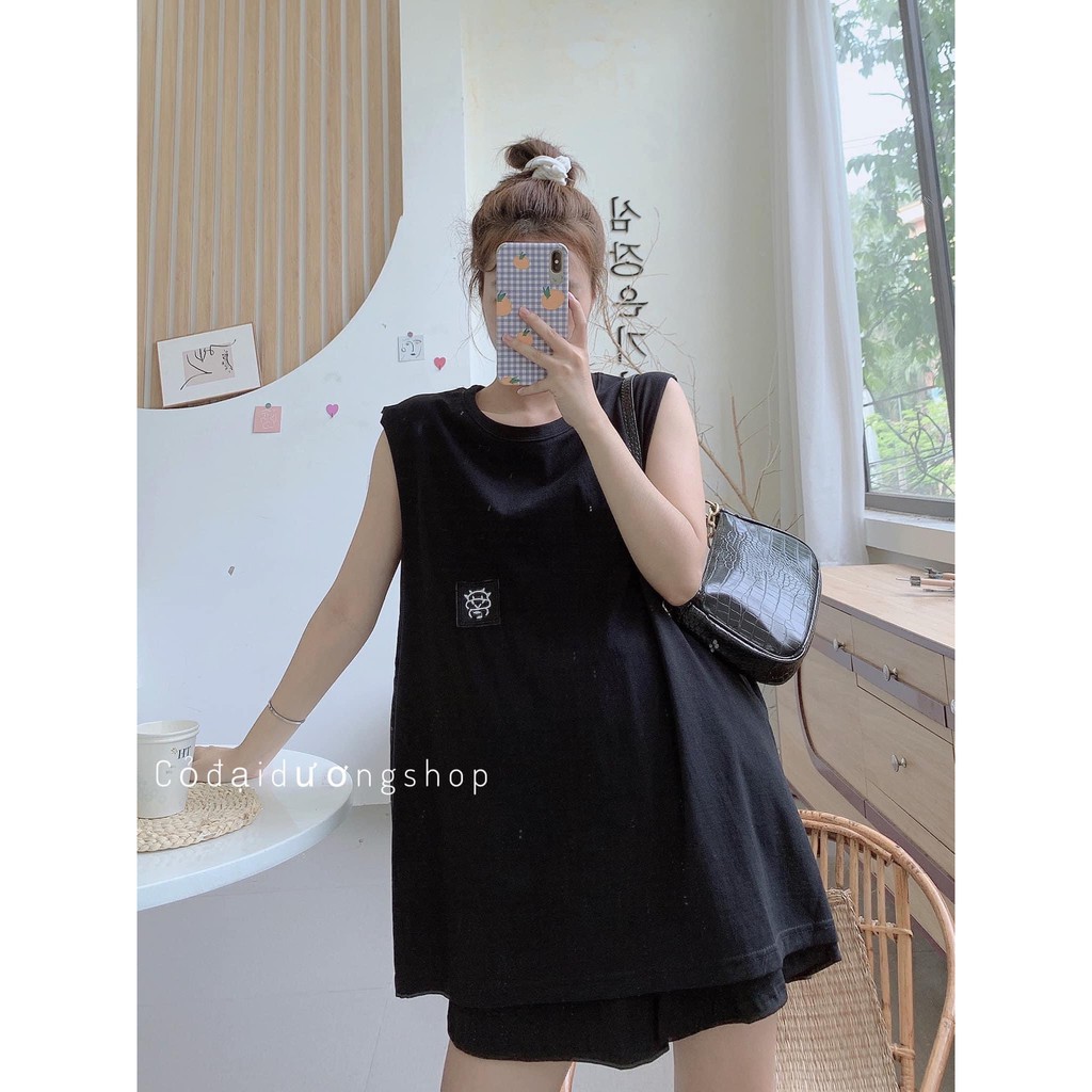 Set Đồ Bộ Nữ Ulzzang  Áo Ba Lỗ tanktop + Quần đùi ngắn nữ Đồ bộ nữ thể thao ngủ mặc nhà mùa hè Cá Tính Đi Chơi