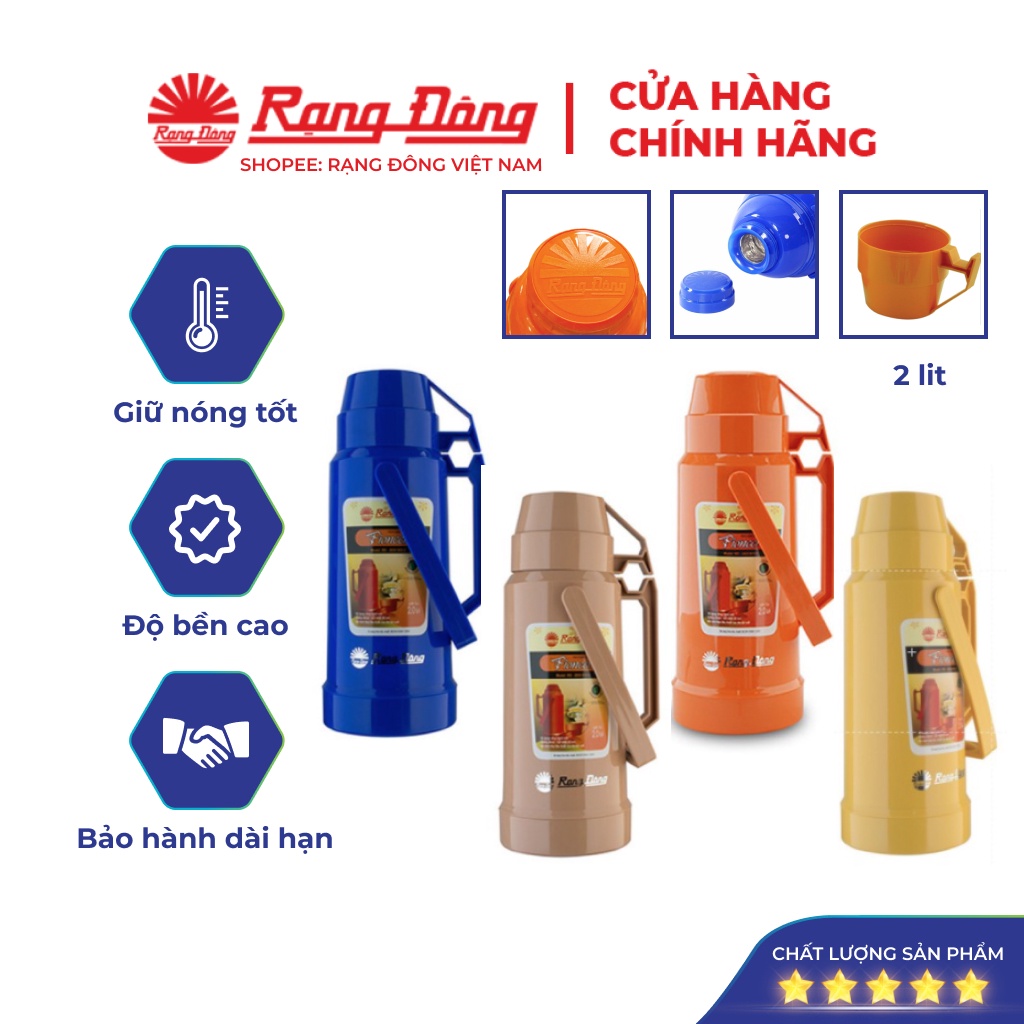 Phích nước Rạng Đông 2 lit, Bình thuỷ giữ nhiệt đựng nước nóng Model RD 2035 N10.E
