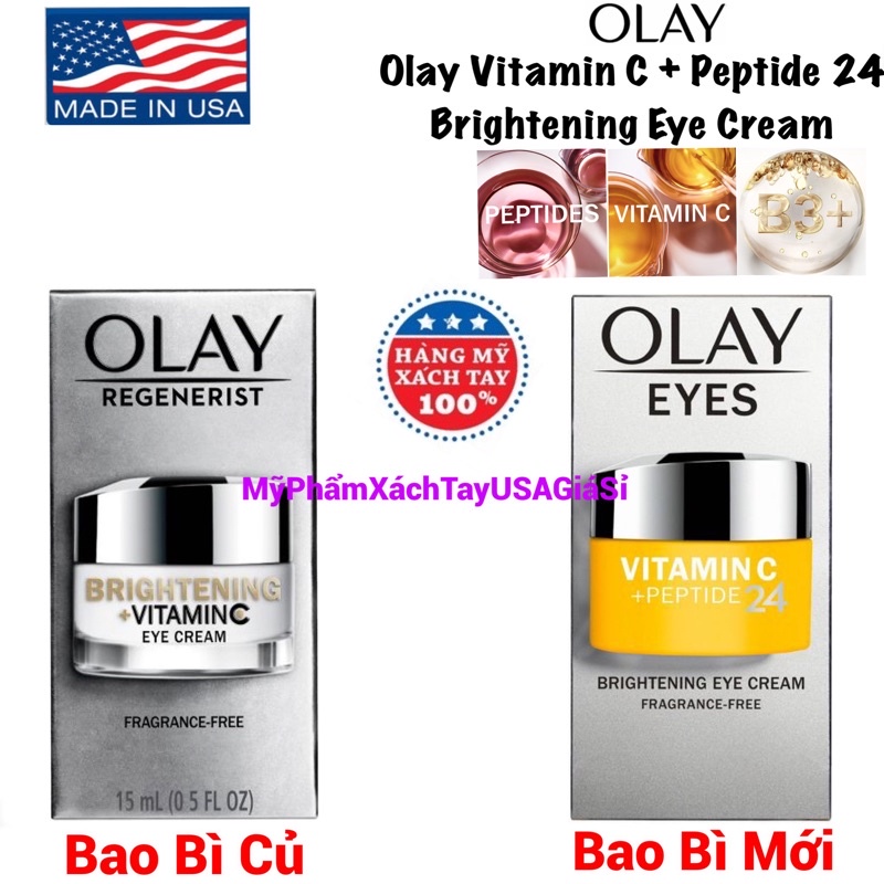 [HàngMỹ]Kem dưỡng trắng sáng màu da vùng mắt Olay Regenerist Brightening Vitamin C Eye Cream 15ml