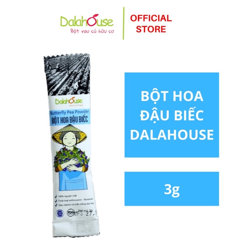 Bột Hoa Đậu Biếc DALAHOUSE cho bé ăn dặm gói nhỏ 3g