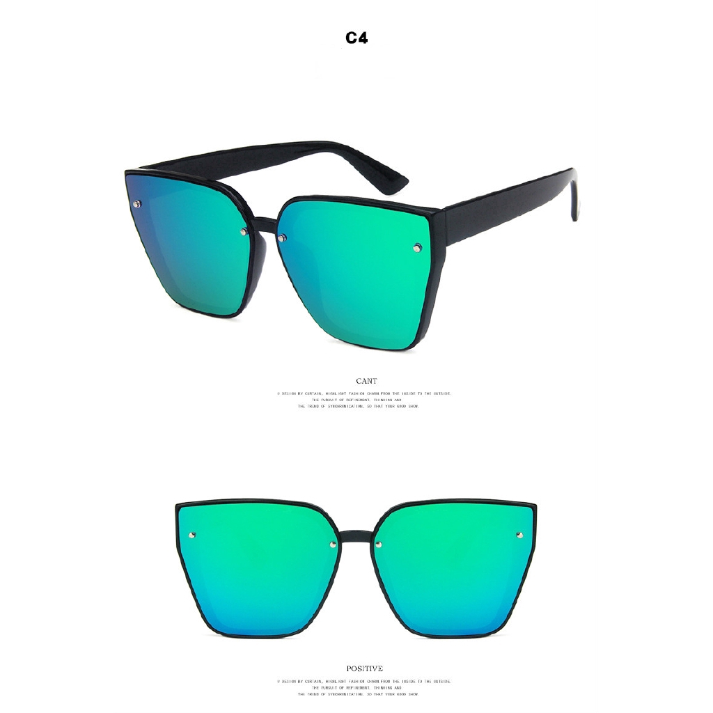 Kính mát  Thời trang mới đinh tán vuông đơn giản nam nữ hoang dã khung lớn