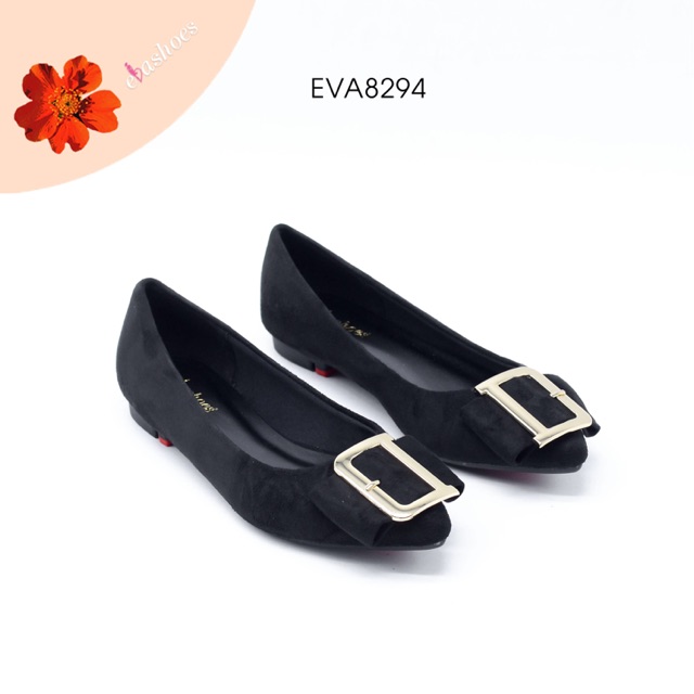 [Mã BMLTA50 giảm 10% đơn 99K] Giày Búp Bê Da Lộn Mũi Nhọn Phối Nơ Evashoes - EVA8294