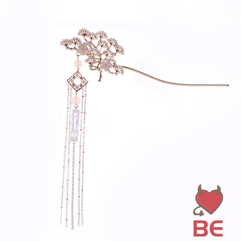 YADORNOS Trâm cài tóc đính hoa và ngọc trai nhân tạo phong cách Trung Quốc