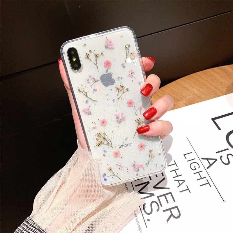 Ốp Điện Thoại Mềm Trong Suốt Phối Hoa Khô Cho Iphone 12 12mini 12pro 12promax 11 Pro X 6 6s 7 8 Plus 11 Pro Max Xr Xs Max