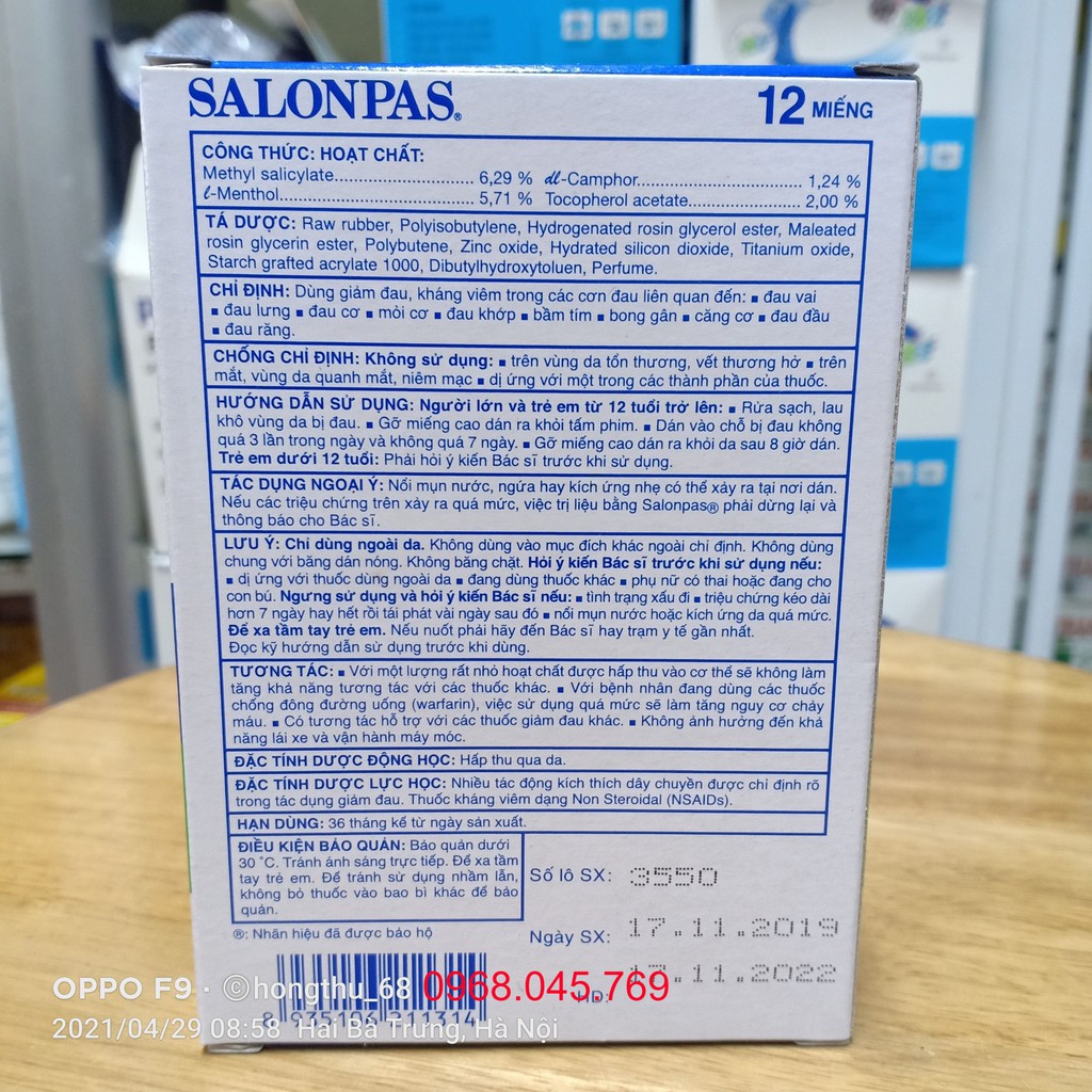 Cao dán SALONPAS hộp 20 miếng