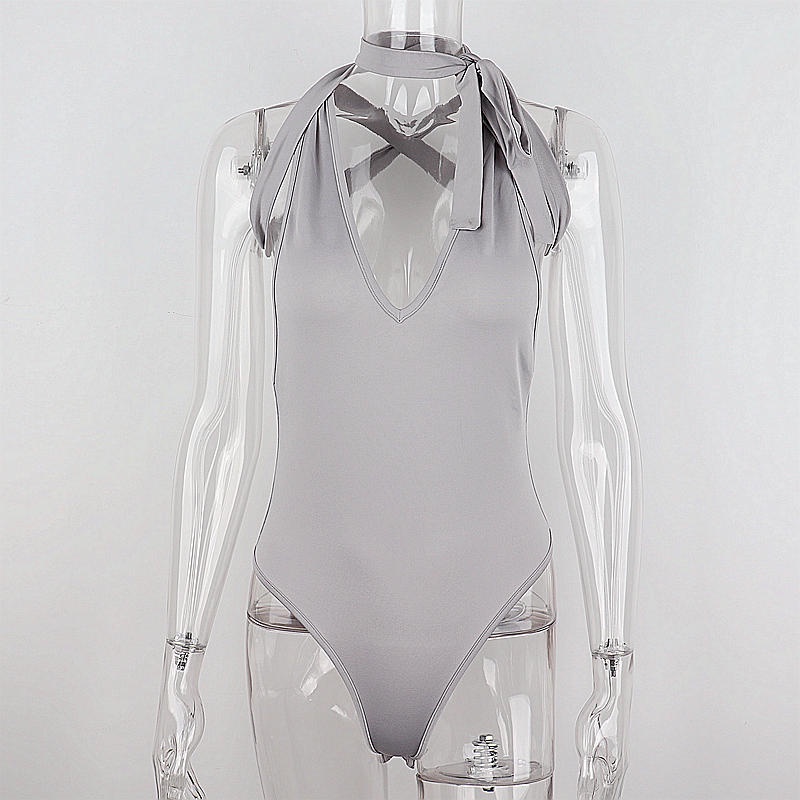 Phụ Nữ Sexy Hở Lưng Cổ Chữ V Bodysuit D0314