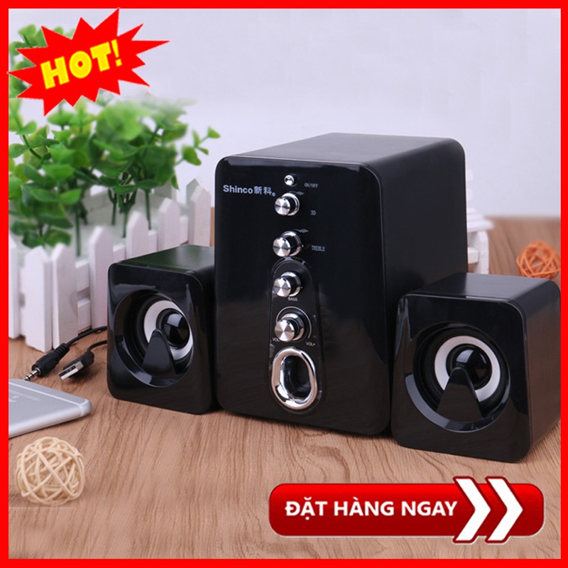 Bộ 3 Loa Nghe Nhạc Máy Vi Tính Gaming Để Bàn 2.1 Shinco HC-807 - Âm Thanh 3D Chân Thực Sống Động