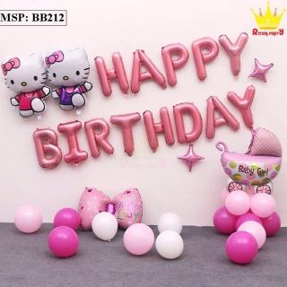 Sét sinh nhật chủ đề mèo kitty (Tặng bơm + băng keo)