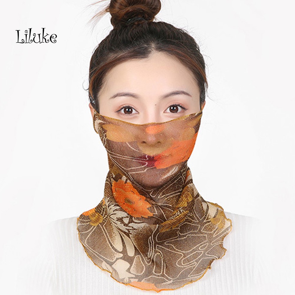 Khăn Choàng Cổ Kiêm Khẩu Trang Chống Tia UV In Họa Tiết Hoa Thoáng Khí Dành Cho Nữ