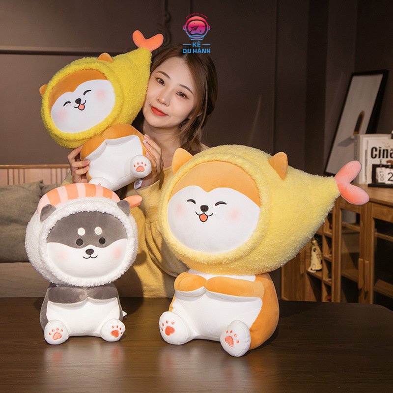 Gối ôm Sushi Husky Kẻ Du Hành xinh xắn đáng yêu, động vật nhỏ cải trang thành món ăn