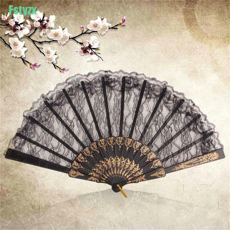 Fstyzx Bó Hoa Cầm Tay Bằng Lụa Phối Ren Màu Đen Phong Cách Tây Ban Nha Dành Cho