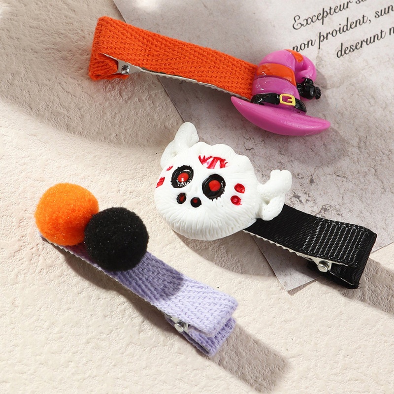 Set 3 Kẹp Tóc Kim Loại Hình Quả Bí Ngô / Ma Quỷ Phong Cách Halloween