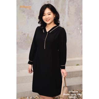 Đầm lé cổ viền nẹp big size 55kg đến 90kg - 21YD124 - [BU Bigsize Young]