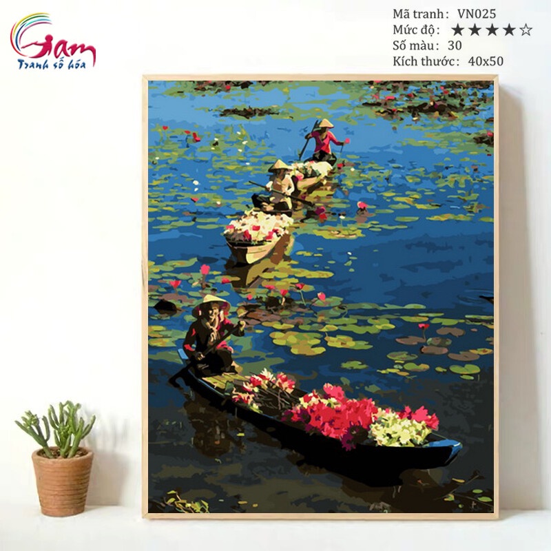 Tranh tô màu theo số phong cảnh Việt Nam mùa hoa VN025