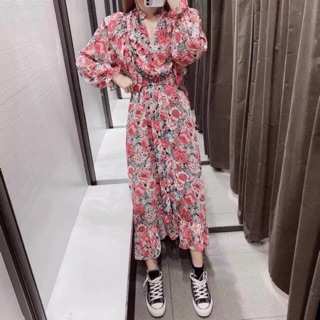 VÁY HOA HỒNG BÈO ZARA