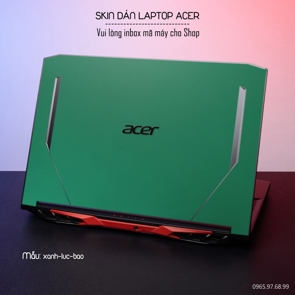 Skin dán Laptop Acer màu xanh lục bảo (inbox mã máy cho Shop)