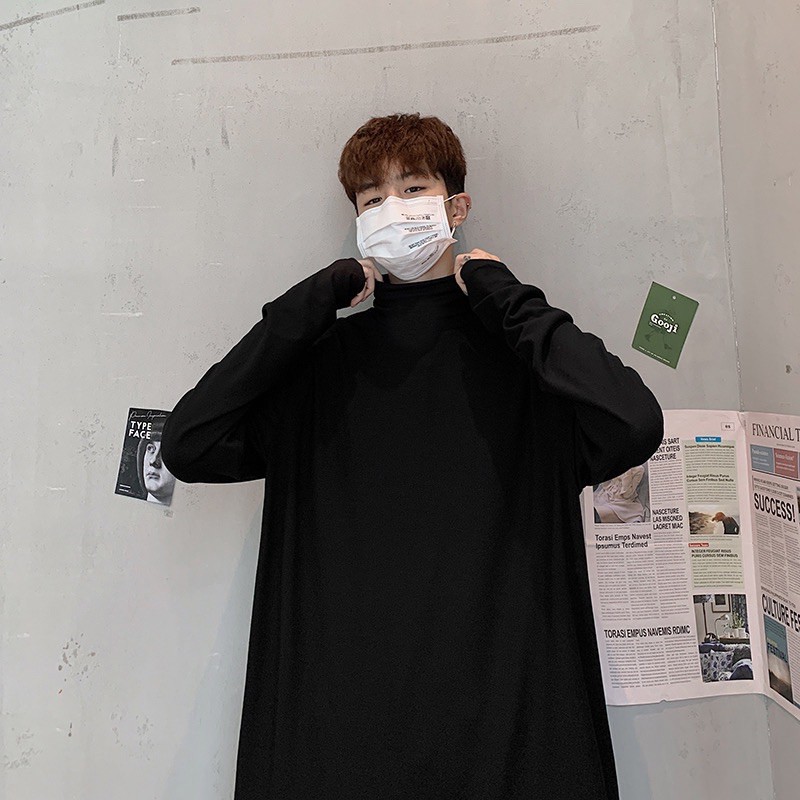 Áo tay dài cổ cao 3cm Unisex 2 màu (có video) | BigBuy360 - bigbuy360.vn