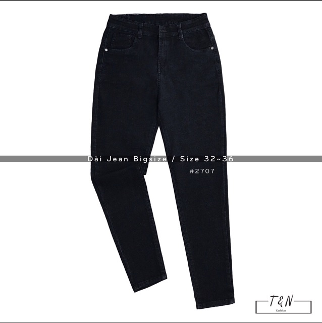 Quần Jeans Size Đại Đen Tuyền Rách 2.1 / Trơn - Lưng Cao Ôm Qua Rốn- Siêu Co Giãn