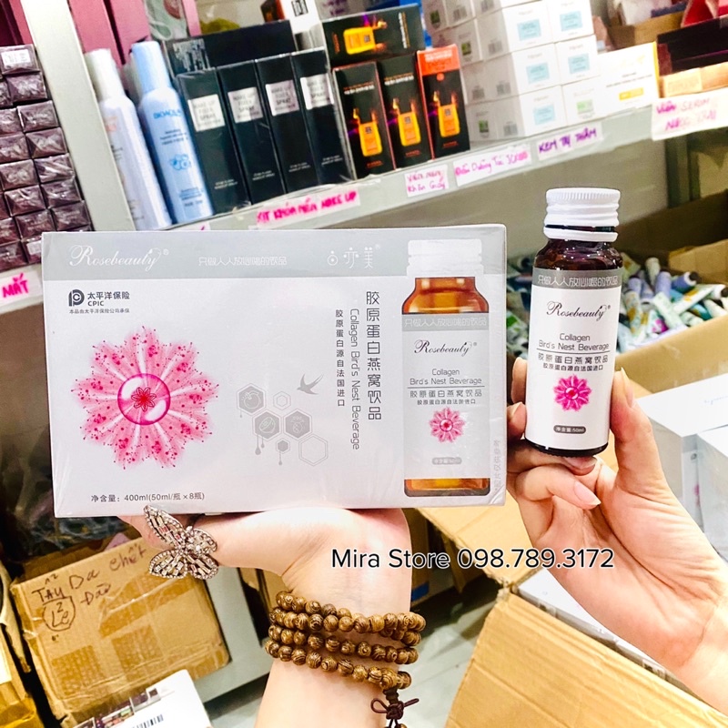 Nước Uống COLLAGEN Rose Beauty Yến Trắng Da (HỘP 8 chai)