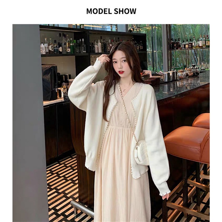 [LININ] Đầm Chiffon Dáng Dài Cổ Chữ V Xếp Ly Phong Cách Mới Mùa Thu Cho Nữ