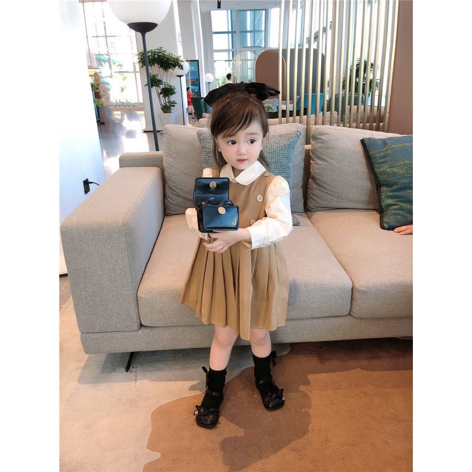 FREE SHIP CAM KẾT CHẤT ĐẸP áo sơ mi kết hợp váy ngoài cực đẹp cho bé gái. Cam kết y hình [HC]