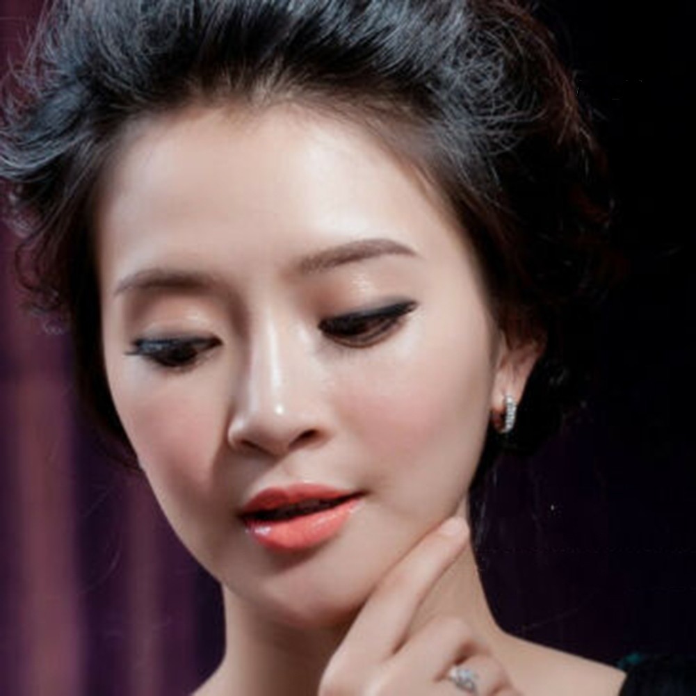 Khuyên Tai Tròn Mạ Bạc Đính Đá Thời Trang Cho Nữ