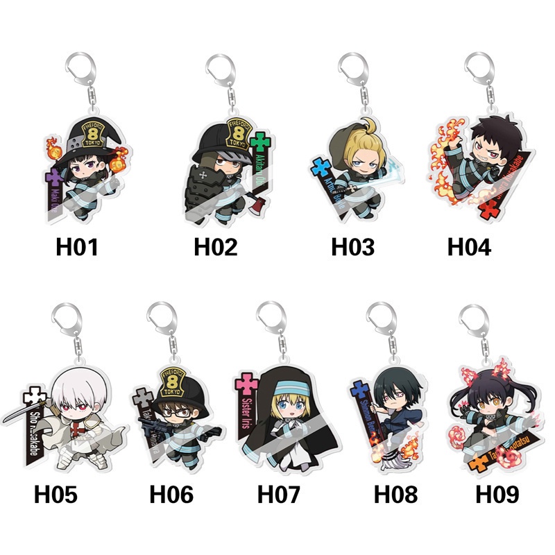 Móc khóa hai mặt bằng acrylic họa tiết hoạt hình Fire Force 2021