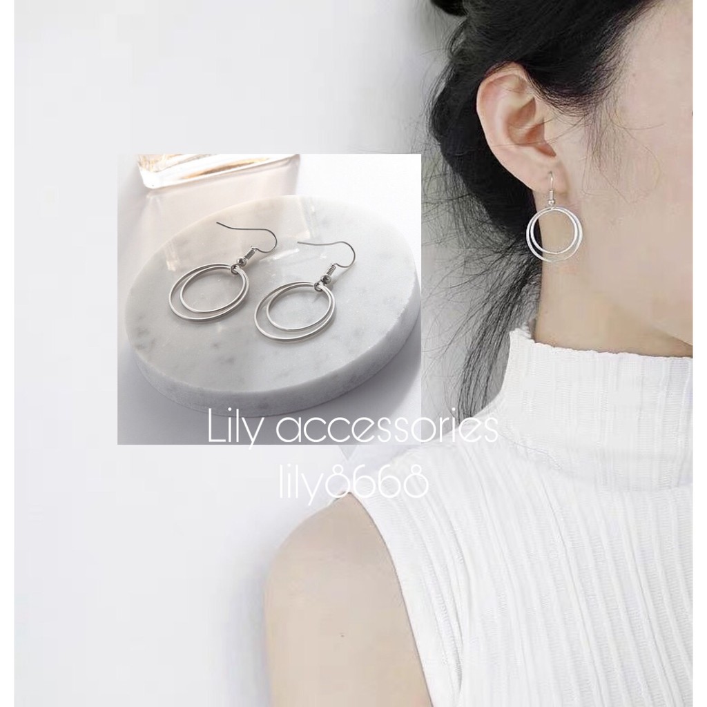 khuyên tai móc tròn thiết kế đơn giản tinh tế