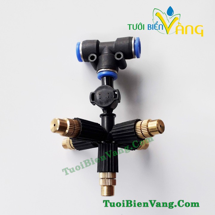 Bộ 3 Béc phun sương đồng 5 hướng Chân ống hơi 8mm